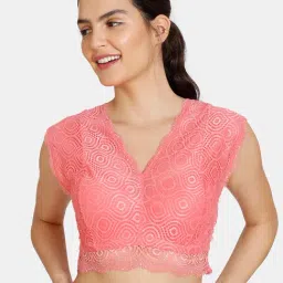 Zivame Pink Lace Full Coverage Under-Wired Bralette-picture-12