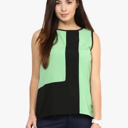 Rare Green & Black Color-Block Top-42