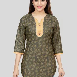 Saree Swarg Green Printed Straight Short Kurti-image-67