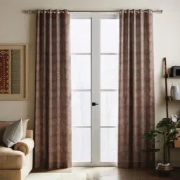 Bianca HOUSE OF LUX Brown Faux Silk 9 Ft. Long Door Curtain - Set of 2-44