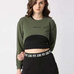 Pepe Jeans Green Crop Sweatshirt-image-40