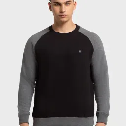 ColorPlus Black Tailored Fit Colour Block Sweatshirt-picture-10