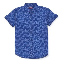 Gini & Jony Kids Blue Cotton Printed Shirt-image-93