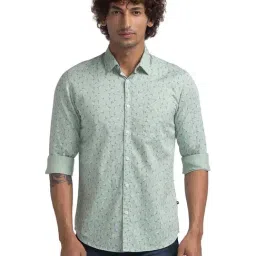 Parx Light Green Slim Fit Printed Shirt-picture-7