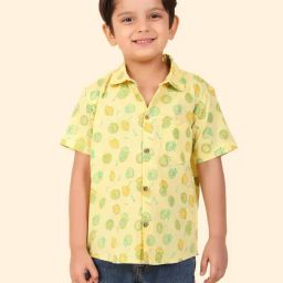 Fabindia Boys Yellow Printed Shirt-image-58