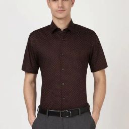 Peter England Maroon Cotton Regular Fit Printed Shirt-image-99