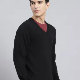 Monte Carlo Black Wool Blend Regular Fit Solid Pullover image 4