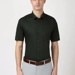 Peter England Black Cotton Regular Fit Printed Shirt-picture-13