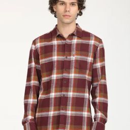 Levi's Maroon Cotton Slim Fit Checks Shacket-picture-24