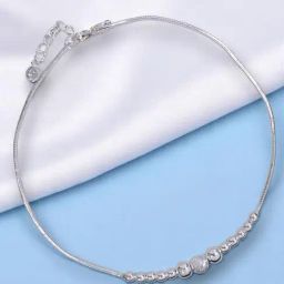 Taraash 925 Sterling Silver Multi Beaded Chain Single Anklet for Women-image-15