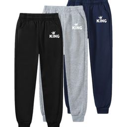 Knit Vey Boys Pack Of 3 Pure Cotton Mid-Rise Joggers-24