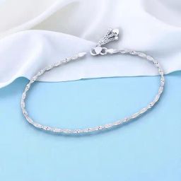 Taraash 925 Sterling Silver Twisted Chain with Charm Single Anklet for Women-image-19