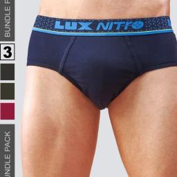 Lux Nitro Assorted Cotton Regular Fit Solid Briefs - Pack of 3-picture-23