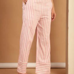 NEUDIS Pink & White Cotton Stripes Lounge Pants-picture-13
