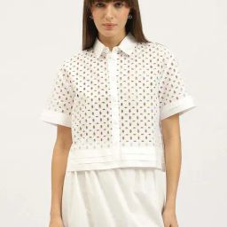 United Colors Of Benetton White Pure Cotton Regular Fit Embroidered Shirt-image-76