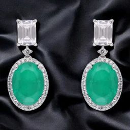 crash.club By CKC Elegant 925 Sterling Silver Emerald Drop Earrings-image-7