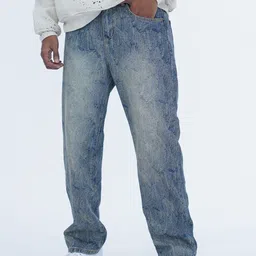 VALKYRE Unisex Ash Drift' Wide Leg Mid-Rise Light Fade Jeans-image-2