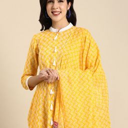 Anouk Women Floral Printed Regular Pure Cotton Kurta with Trousers & With Dupatta-image-41