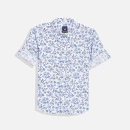 Allen Solly Kids Blue & White Printed Slim Fit Shirt-image-12