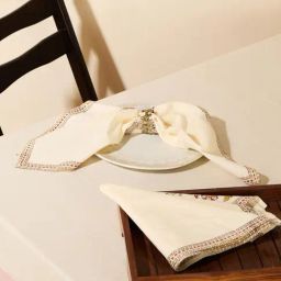 Fabindia Standalone Yellow Cotton Printed Napkins - Set of 6-image-58