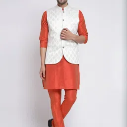 TS LIFESTYLE Men Floral Regular Dupion Silk Kurta with Pyjamas-image-78