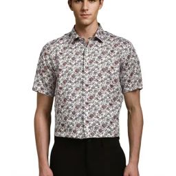 Louis Philippe White Slim Fit Floral Print Shirt-picture-43