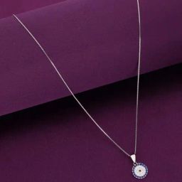Kai Jewel Sterling Silver Zircon Studded Evil Eye Pendant With Chain-picture-48