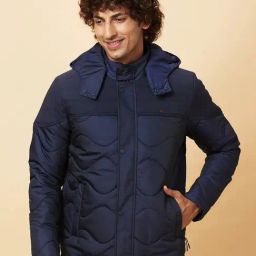 Being Human Blue Slim Fit Quilted Hooded Jacket-picture-24