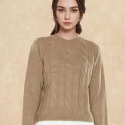 RAREISM Brown Blended Solid Long Sleeves Sweater-picture-0