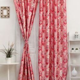 Ariana New Chia Red Polyester 5ft Window Eyelet Curtain-image-59