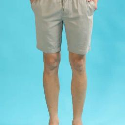 Bushirt Grey Linen Regular fit Solid Shorts-image-96