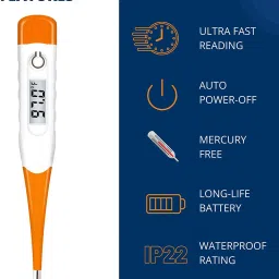 MCP Flexible Tip Orange Waterproof Digital Thermometer Flexible tip Waterproof Dual Scale Fahrenheit & Celsius Thermometer image 3