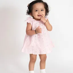 haus & kinder Girls Self Design Fit & Flare Cotton Dress-26