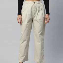 Popnetic Loose Fit High-Rise Pleated Pure Cotton Trousers-picture-8