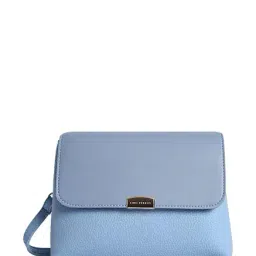 Lino Perros Blue Solid Flap Sling Bag-image-30