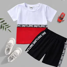 Lofn Unisex Kids Colourblocked T-shirt with Shorts-image-43