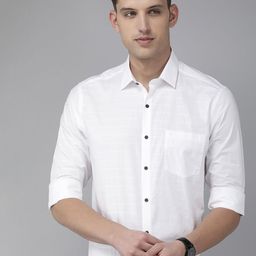 Arrow Pure Cotton Manhattan Slim Fit Horizontal Self Stripes Formal Shirt-image-61