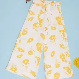 Pantaloons Junior Girls Foral Printed Regular Fit Mid-Rise Parallel Trousers-16