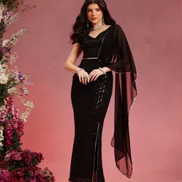 indo street Embellished Ready to Wear Draped Saree & Blouse-picture-25