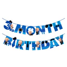 Zyozi Boss Baby 3rd Month Birthday Banner for Baby Boy, Blue -  Length 152 cm-image-72