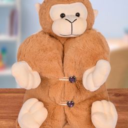 Besties Premium Fur Monkey Soft Toy Cum Pillow Brown - Height 45 cm-21