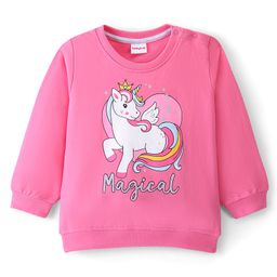 Babyhug Cotton Knit Full Sleeves Unicorn Graphic Sweatshirt - Pink-image-109