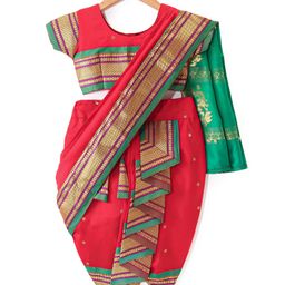 Bhartiya Paridhan Silk Mastani Saree with Half Sleeves Blouse - Red-image-4