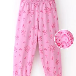 Fido Cotton Jersey Full Length Legging With Floral Print - Pink-image-52