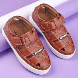 Pine Kids Sandals with Velcro Closure -Brown-image-88