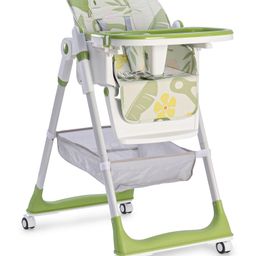 Pineapple Design Multifunction Baby High Chair With Wheels & Basket - Green-16