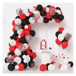 Bubble Trouble Black Red White Theme Balloons Decoration for Birthday, Baby Shower, Happy Anniversary, Wedding Decorations, Theme Balloons for Birthday Parties Decoration Pack of 81 Pcs-image-63