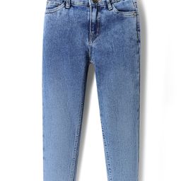 Kookie Kids Woven Full Length Solid Denim Jeans - Light Blue-image-17