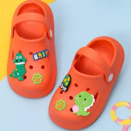 Yellow Bee Rubber Dino Motif Clogs- Orange-picture-30