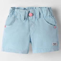 Olio Kids Cotton Knit Above Knee Length Shorts With Logo Patch - Light Blue-picture-19